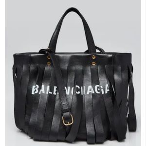 BALENCIAGA
Black Leather Fringed  Cabas Tote